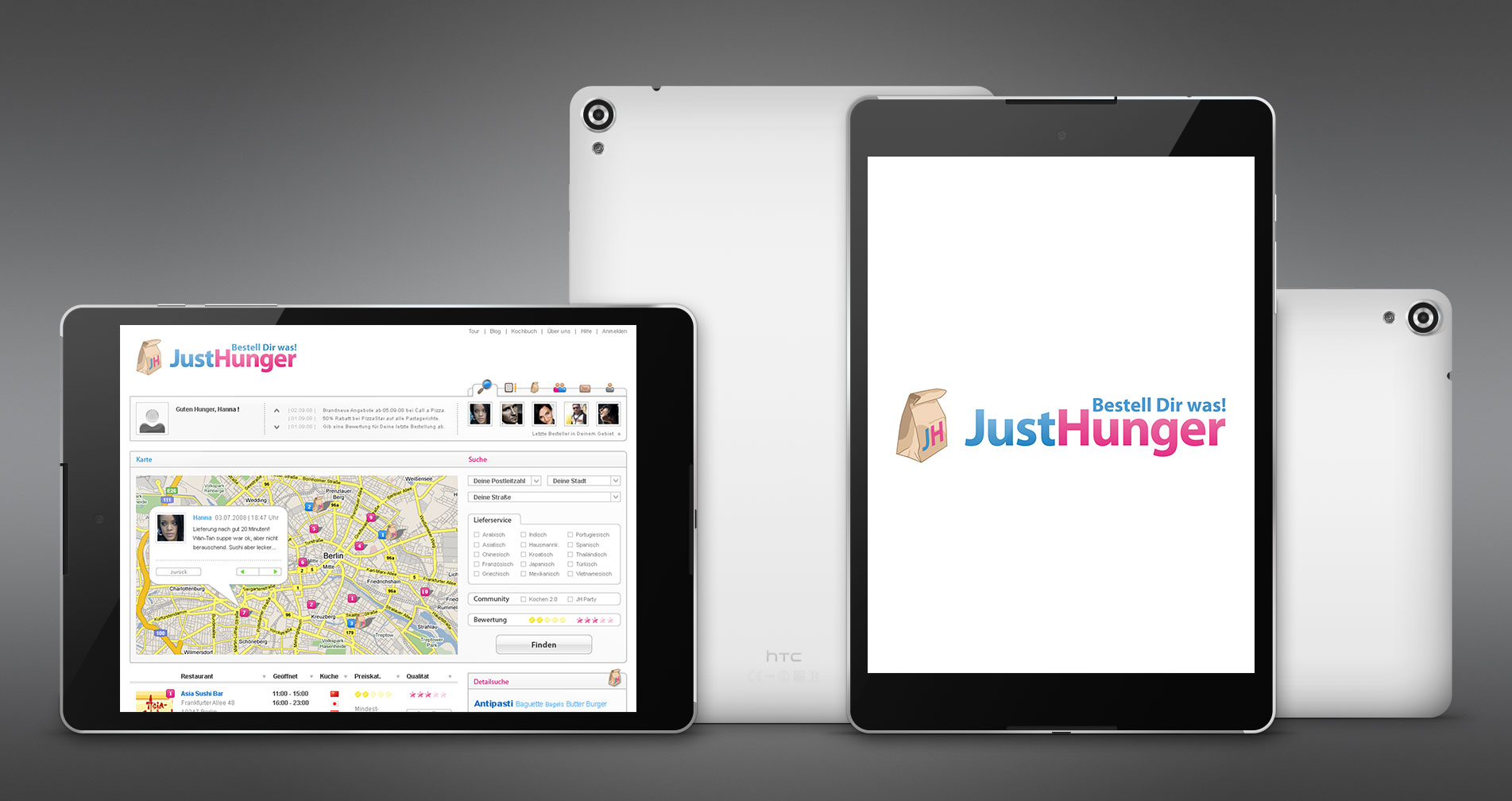 Just Hunger branding and UI design